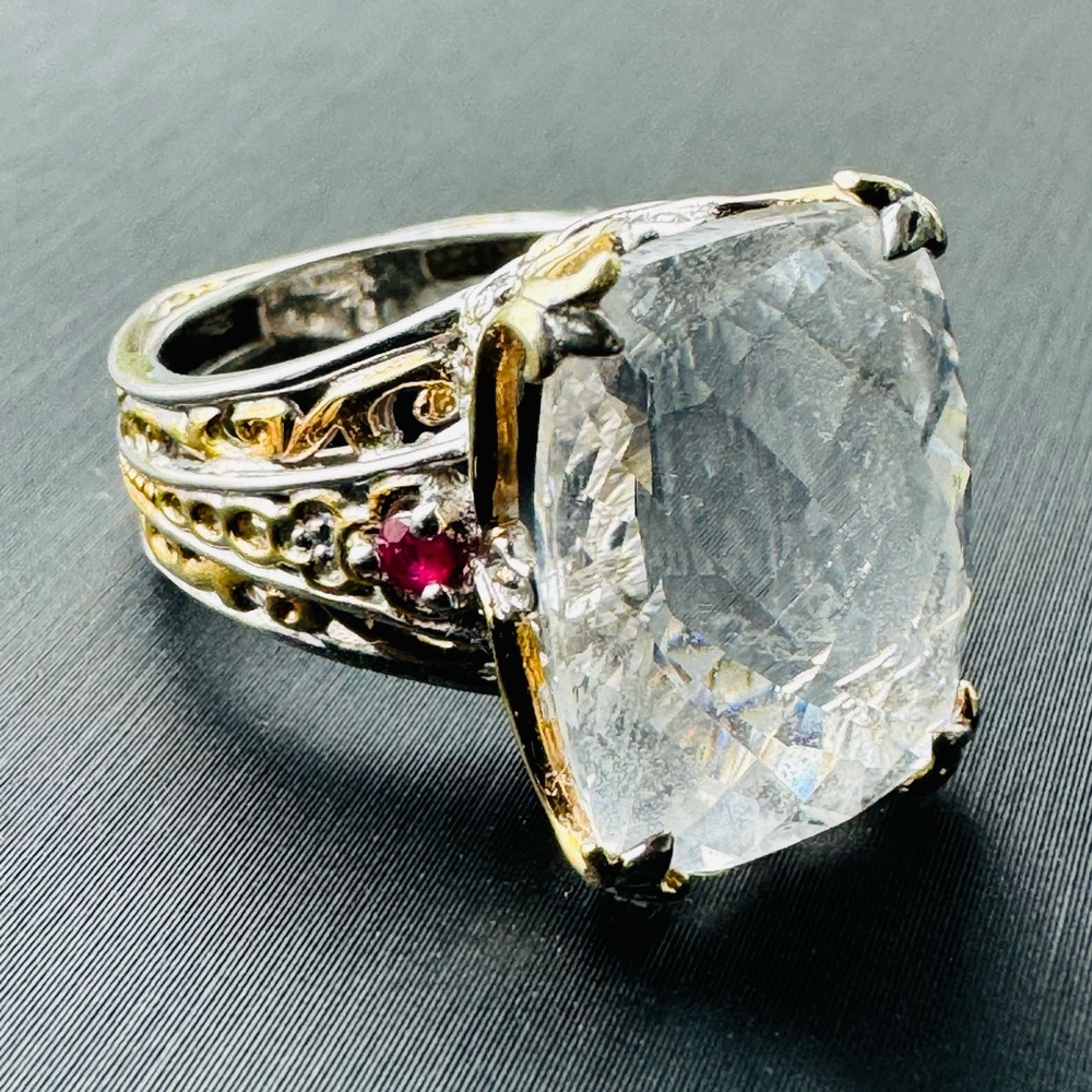 Michael Valitutti Gems En Vogue Quartz Rhodolite Garnet Silver Ring Silver